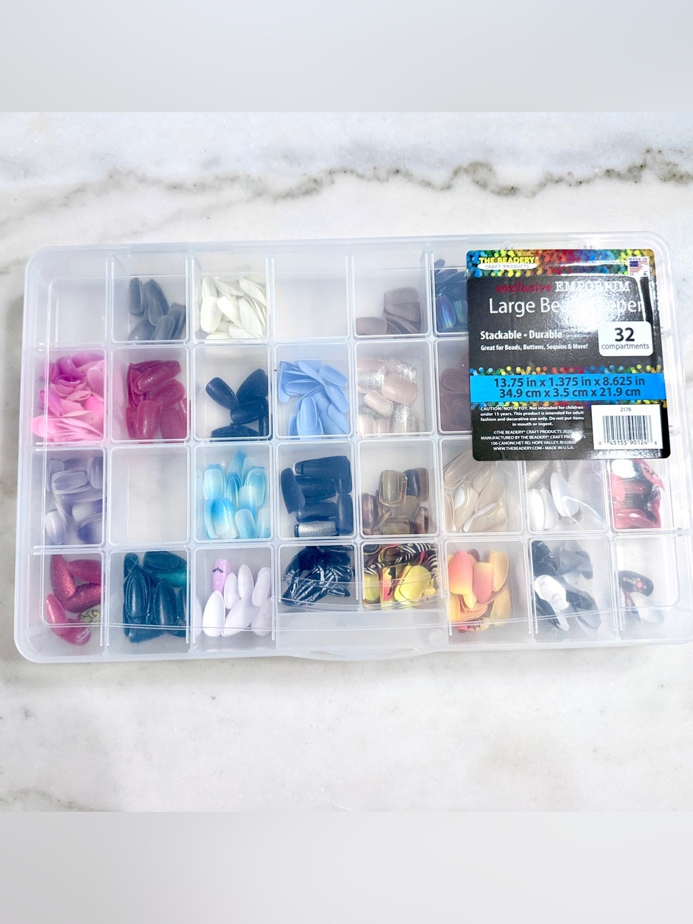 NWT Assorted multi color chrome holiday press on faux nail sets with storage box